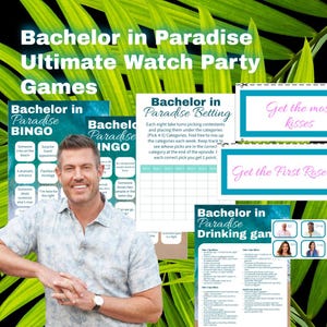 Bachelor in Paradise season 10 Watch Party Game Pack | Bingo Cards, Draft Sheet & Drinking Game | BIP Viewing Party Printables