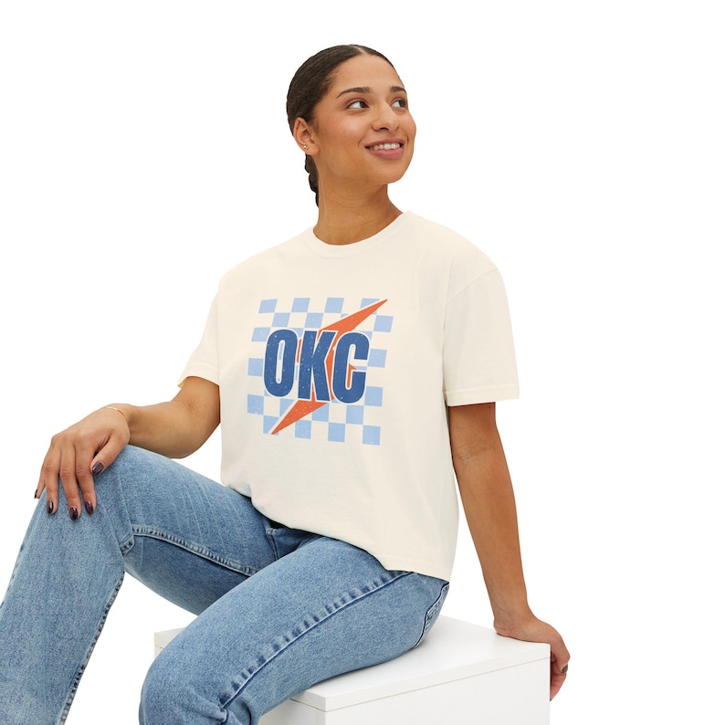 OKC Thunder trendy shirt Women's Boxy Tee | Oklahoma City basketball fan image 4