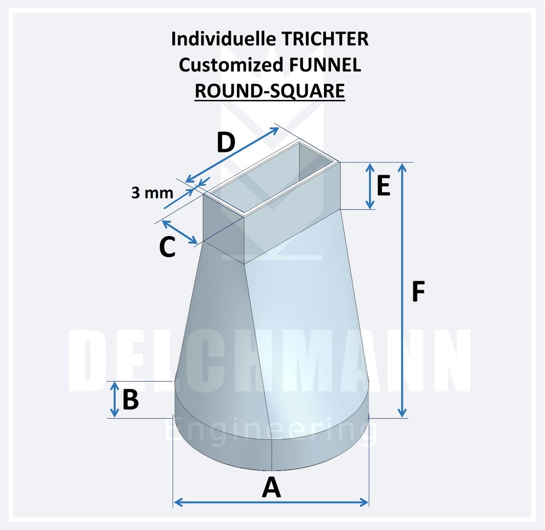 Spacing Funnel Round and Rectangular Funnels - Individually Configurable - Smooth ...