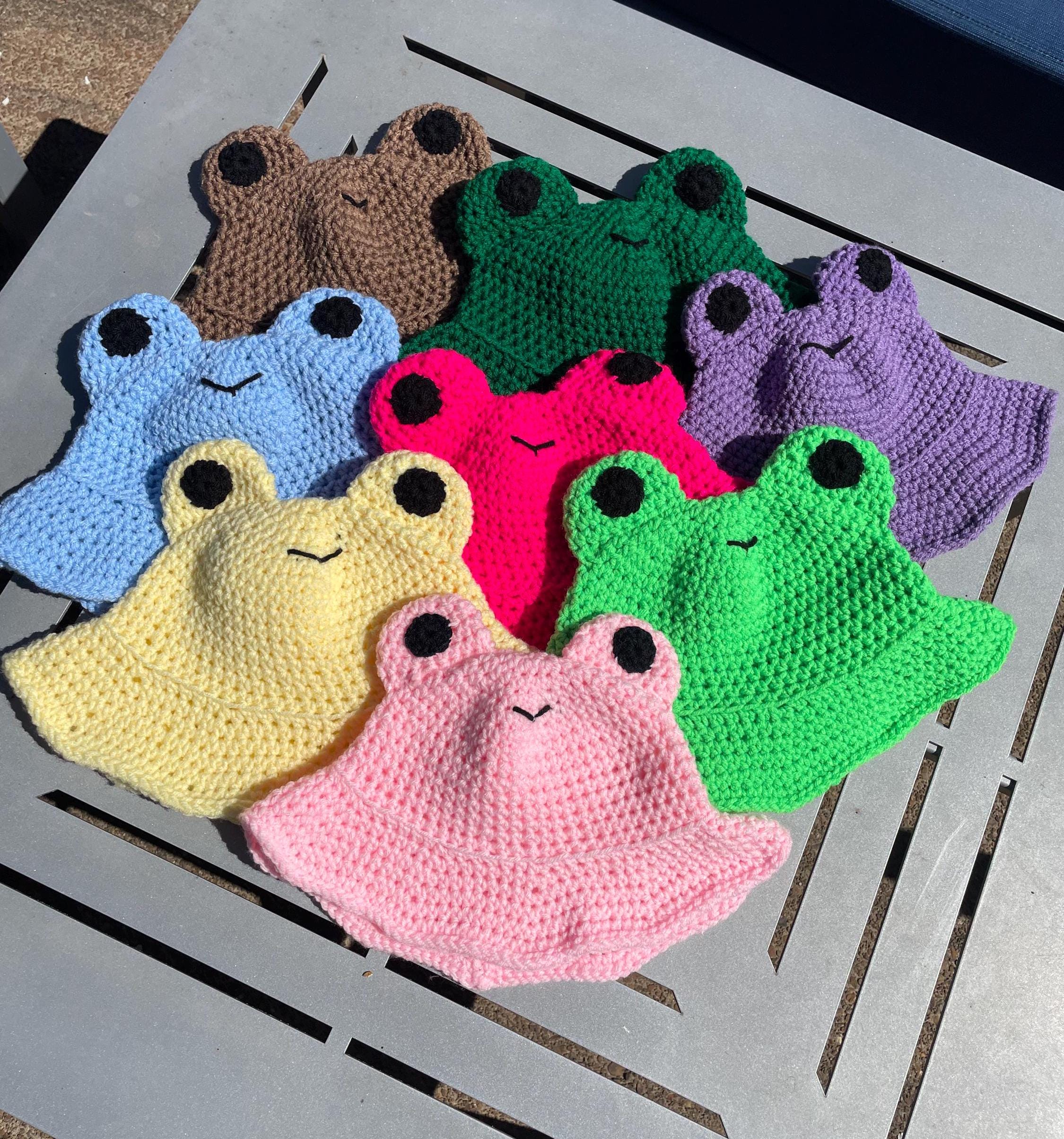 Handcrafted Green and Pink Crochet Hat with Matching Pouch SAIKI K PINK PSYCHIC BUCKET HATS ? physical items available  main image 4