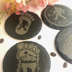 Sasquatch | Bigfoot | Laser engraved slate coasters | Outdoors | Folklore | Legend | Mystery |