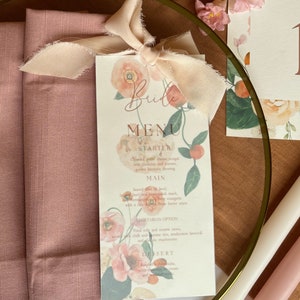 Hochzeits-Menü | Gast-Menü | Hochzeit-Gastmenü | Blumenmenü | Personalisiertes Menü | Personalisiertes Blumen Hochzeitsmenü