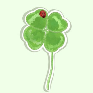 Coccinelle trèfle à quatre feuilles vert printemps de la Saint-Patrick Sticker
