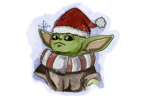 Baby Yoda Christmas Snowflake Santa Hat 