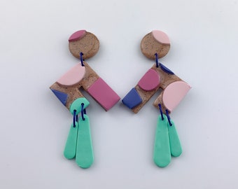 Sweet Tart | POLYMER CLAY EARRINGS | large statement dangle earring with black nickel free posts