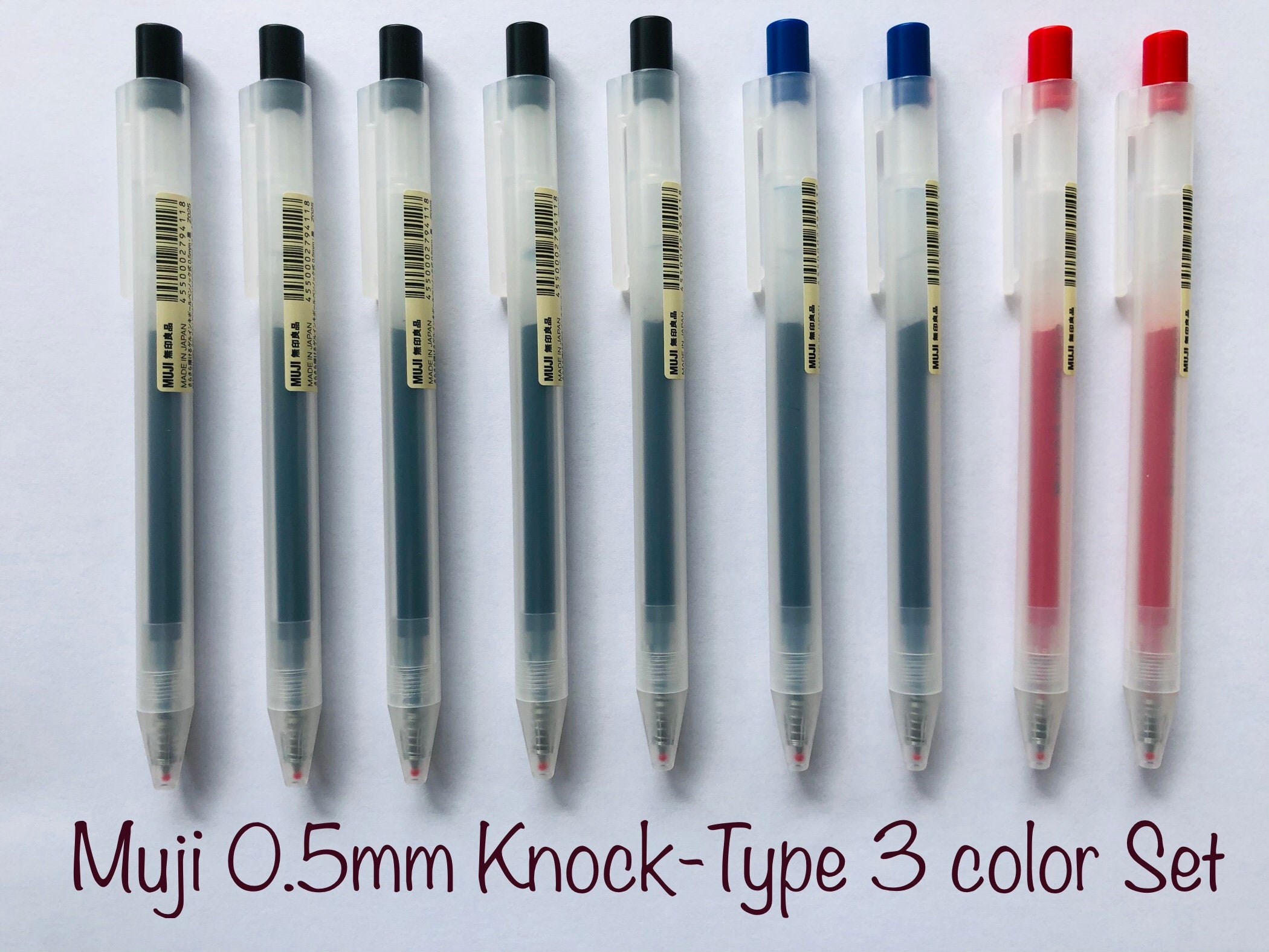 MUJI Smooth GEL INK Ballpoint Pen Knock type 0.5mm 3 color/9 Etsy