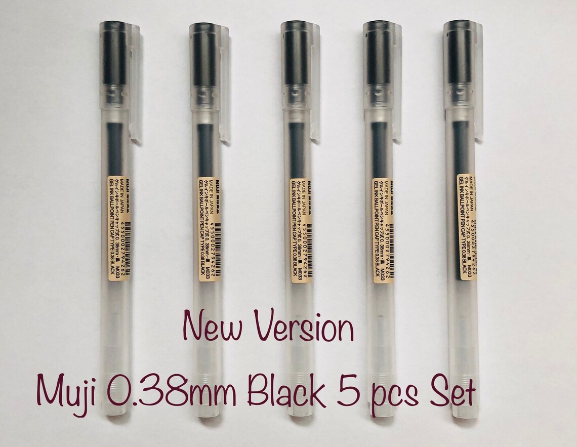 MUJI new Version Gel Ballpoint Pen 0.38mm Black 5 Pcs Etsy