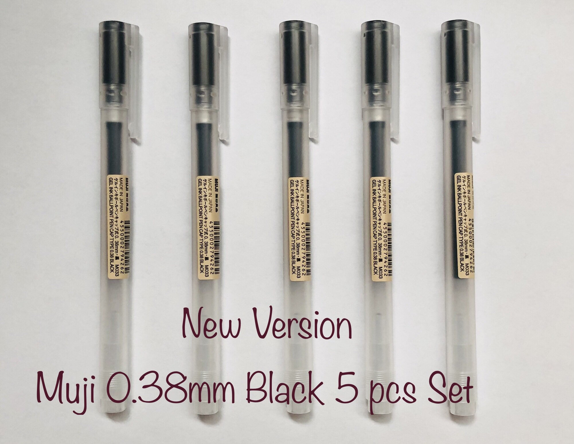 【GENUINE】MUJI PENS BLACK GEL INK BALL POINT PEN CAP TYPE 0.38mm 5PCS
