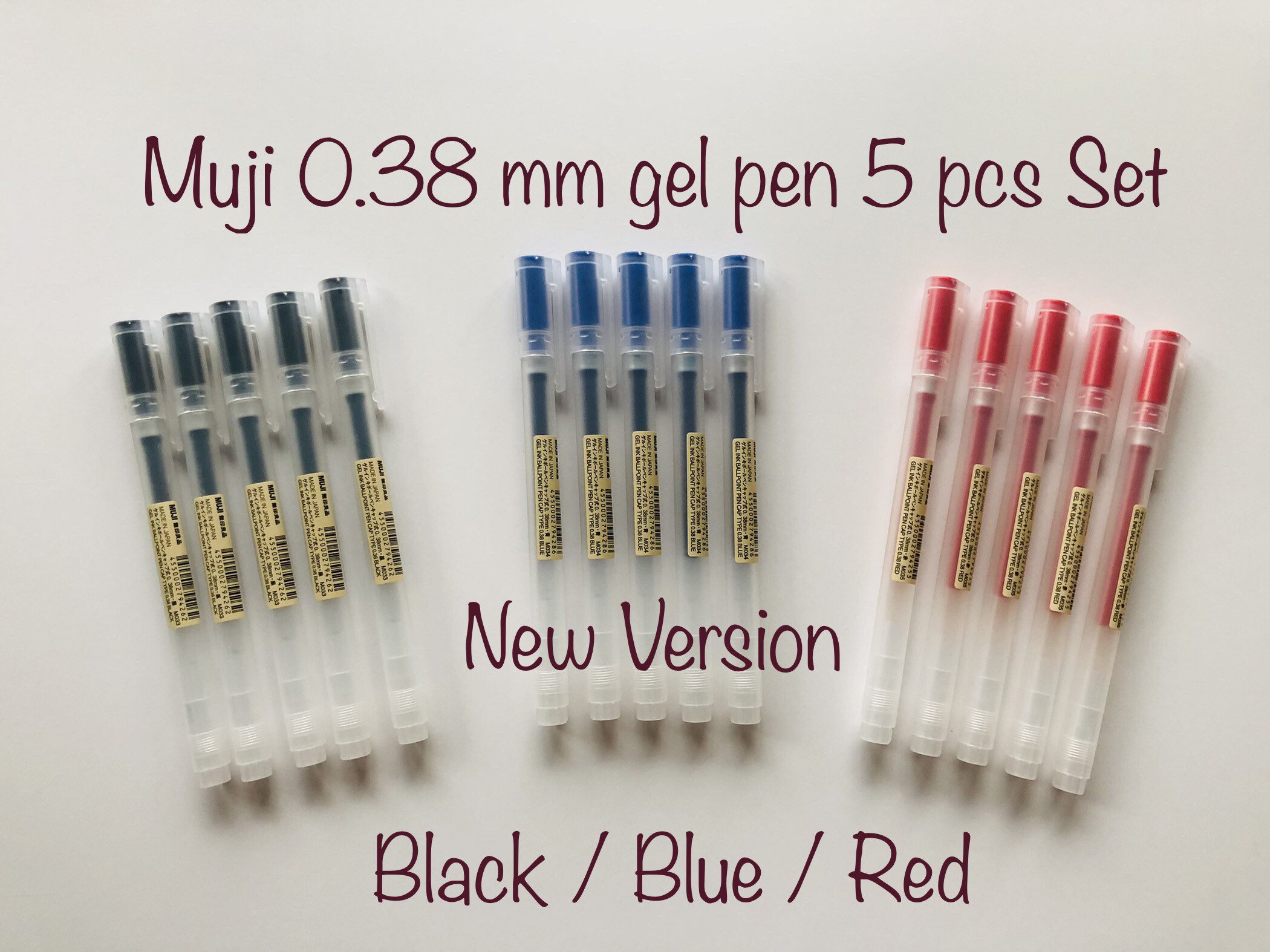 【GENUINE】MUJI PENS BLACK GEL INK BALL POINT PEN CAP TYPE 0.38mm 5PCS