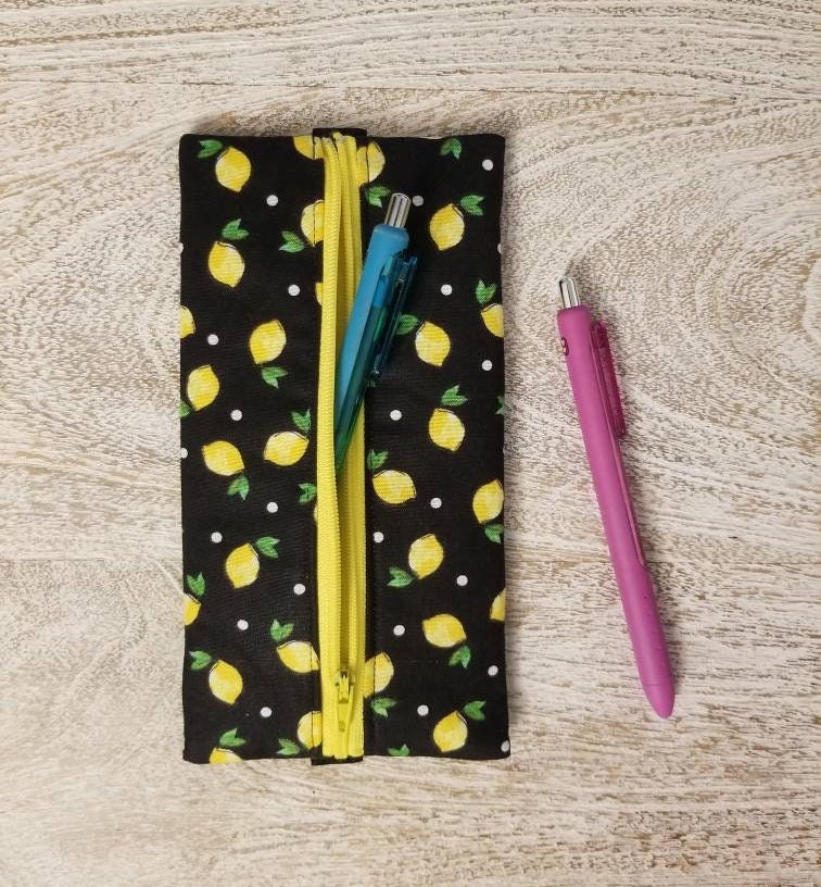 Slim Canvas Pencil Case , Small Colored Pen Pouch , Cotton Canvas