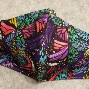 Butterfly 3 Layer Adult Cotton Face Mask, Wings Adjustable Triple Layer Mask