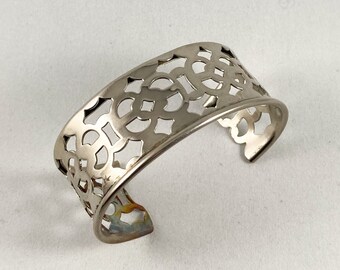 Silver Cuff Bracelet, Modern Upcycled