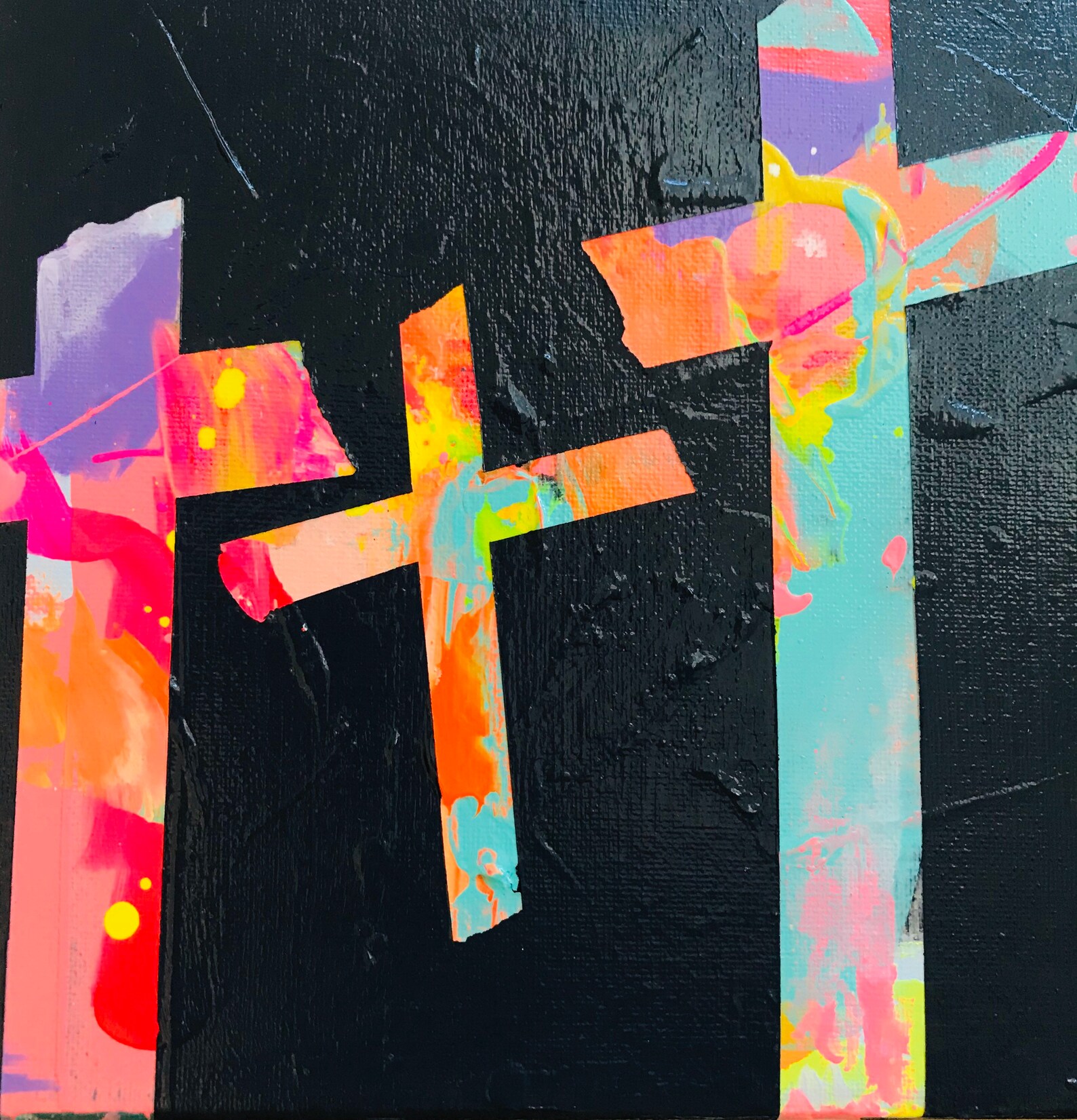 NAVY BLUE ABSTRACT Colorful Cross Painting Colorful Abstract Etsy