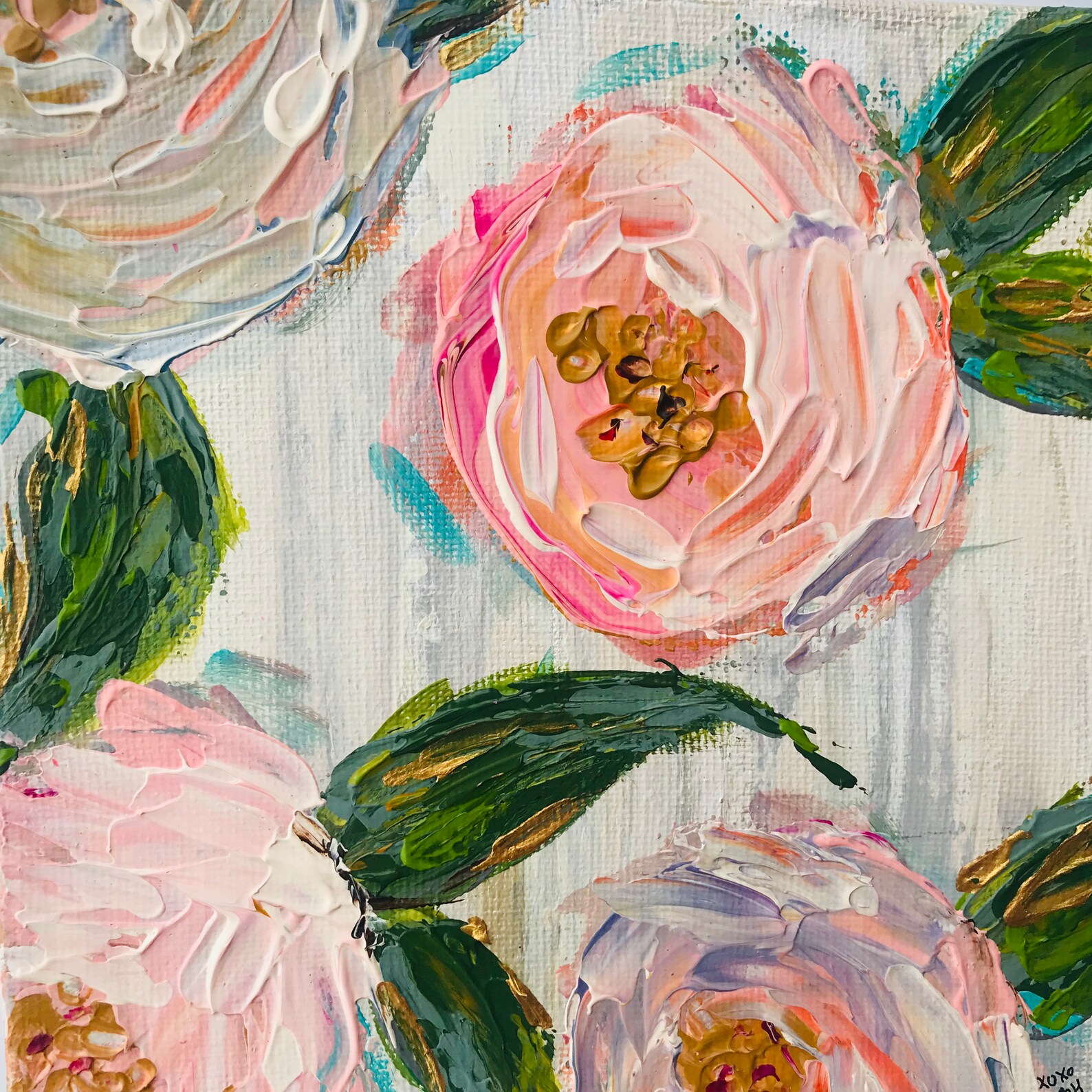 Floral acrylique pastel neutre sur toile ferme m ridionale Floral acrylique pastel neutre sur toile ferme m ridionale