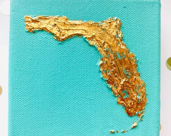 PINTURA DIMENSIONAL AQUA FLORIDA / Arte colorido de Florida / Obra de arte de casas de playa de Florida / Decoración costera de Florida / Obra de arte sencilla de Florida