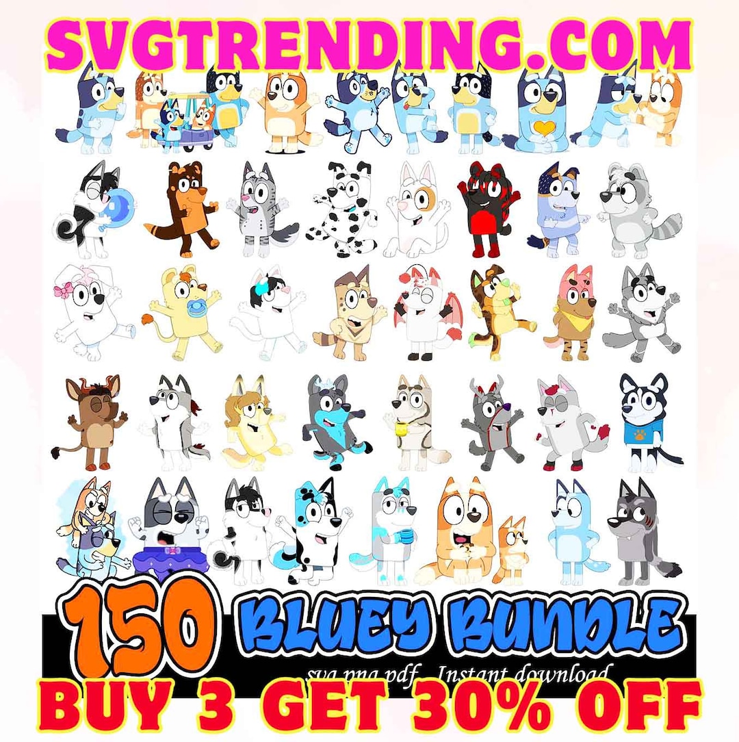 Bluey Bundle, Bluey Cut Files for Cricut, Bluey Clipart, Bluuey and ...