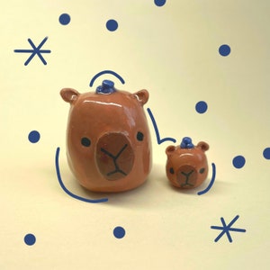 Capybara Desk Friends | Clay Charms | Clay Desk Friends | Capybara Lovers Blueberry