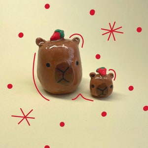 Capybara Desk Friends | Clay Charms | Clay Desk Friends | Capybara Lovers Strawberry