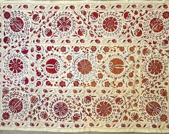 ヴィンテージ スザニ 刺繍入りベッドカバー、壁掛け、テーブルクロス