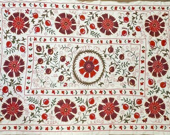 Suzani Hand Embroidered Silk bed cover.