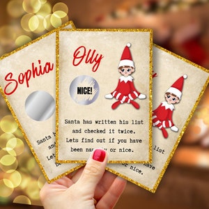 Christmas scratch card scratch to reveal christmas scratchcard christmas nice scratch card christmas nice list from Santa elf arrival