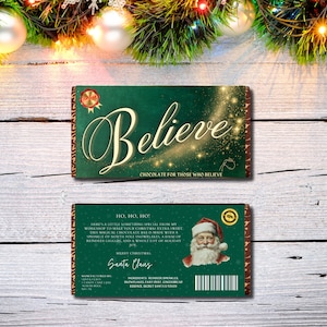 Print at home - Believe Christmas Chocolate Bar wrapper | I believe in you | Magical Elf Stocking Filler digital download stocking filler