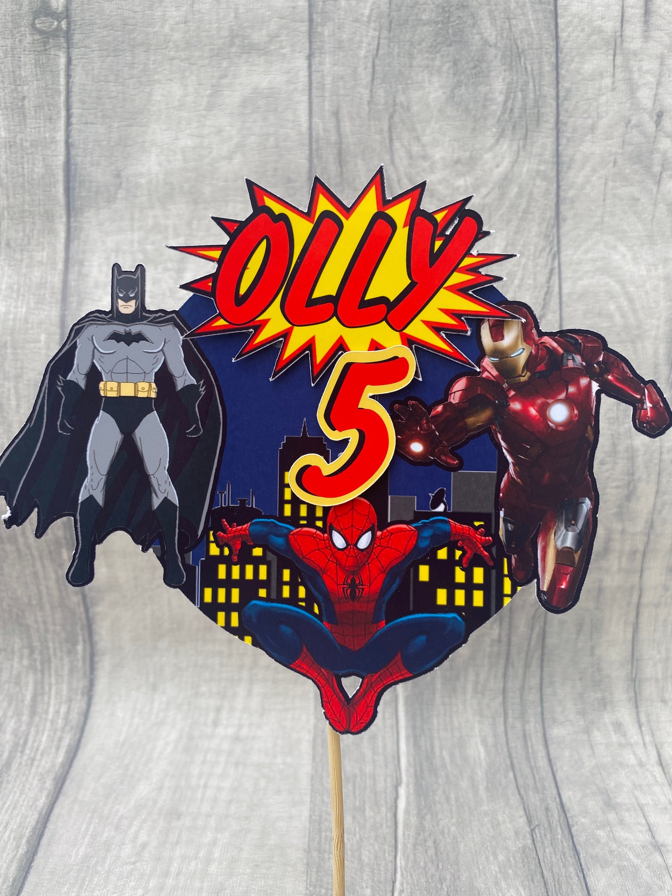 Personalised Superhero Themed Cake Topper Etsy