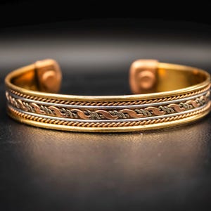 Handmade Copper Healing Cuff Bracelet, Brass and Iron, Nepal