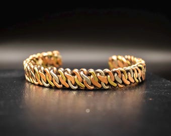 Handmade Twisted Copper Cuff Bracelet – Brass & Iron Healing Jewelry