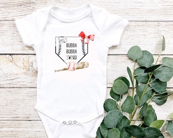 Hey Bubba Bubba Swing Brother Baseball Baby Bodysuit/ Onesie / baby girl baseball outfit/ baby boy baseball outfit