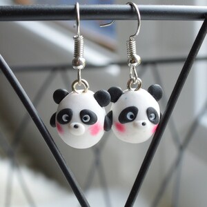 White & Black Panda Earrings - Cute Pandas - Handmade Kawaii Earrings - Mini Pandas on Ears