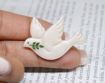 Dove Brooch / Peace Symbol / Baptism Brooch / Handmade Gift / Baptism Jewelry / Peace Sign / White Dove