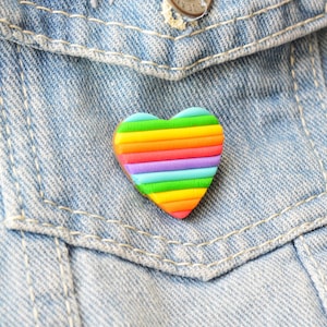 Rainbow Heart Brooch – Handmade & Original, full of Colors - Multicolored Heart Brooch