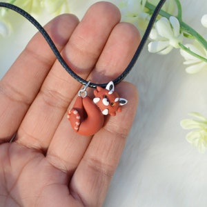 Red panda necklace / Little red panda jewelry / Cute animal necklace / Red panda necklace for children