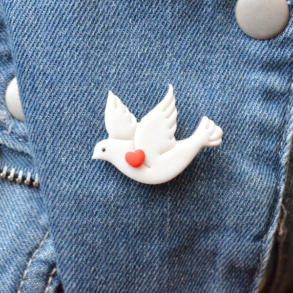 Broche colombe  Symbole de la paix  fait main, signe de paix et d'union