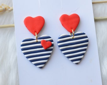 Handmade and customizable sailor earrings made from polymer clay