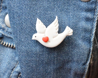 Dove brooch Handmade peace symbol, sign of peace and union