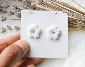 Handmade polymer clay cherry blossom sakura earrings / personalized original gift /