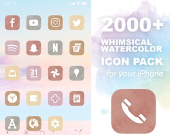 2000+ iOS Whimsical Watercolor Icons | All Access Pack | iPhone IOS16 App | Aesthetic Home Screen | iOS 16 Widget Photos | Widgetsmith