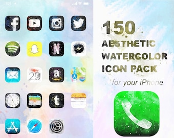 2000+ iOS Watercolour Icon Pack | All Access Pack | iPhone IOS16 App Icons Pack | Aesthetic Home Screen | iOS 16 Widget Photos | Widgetsmith