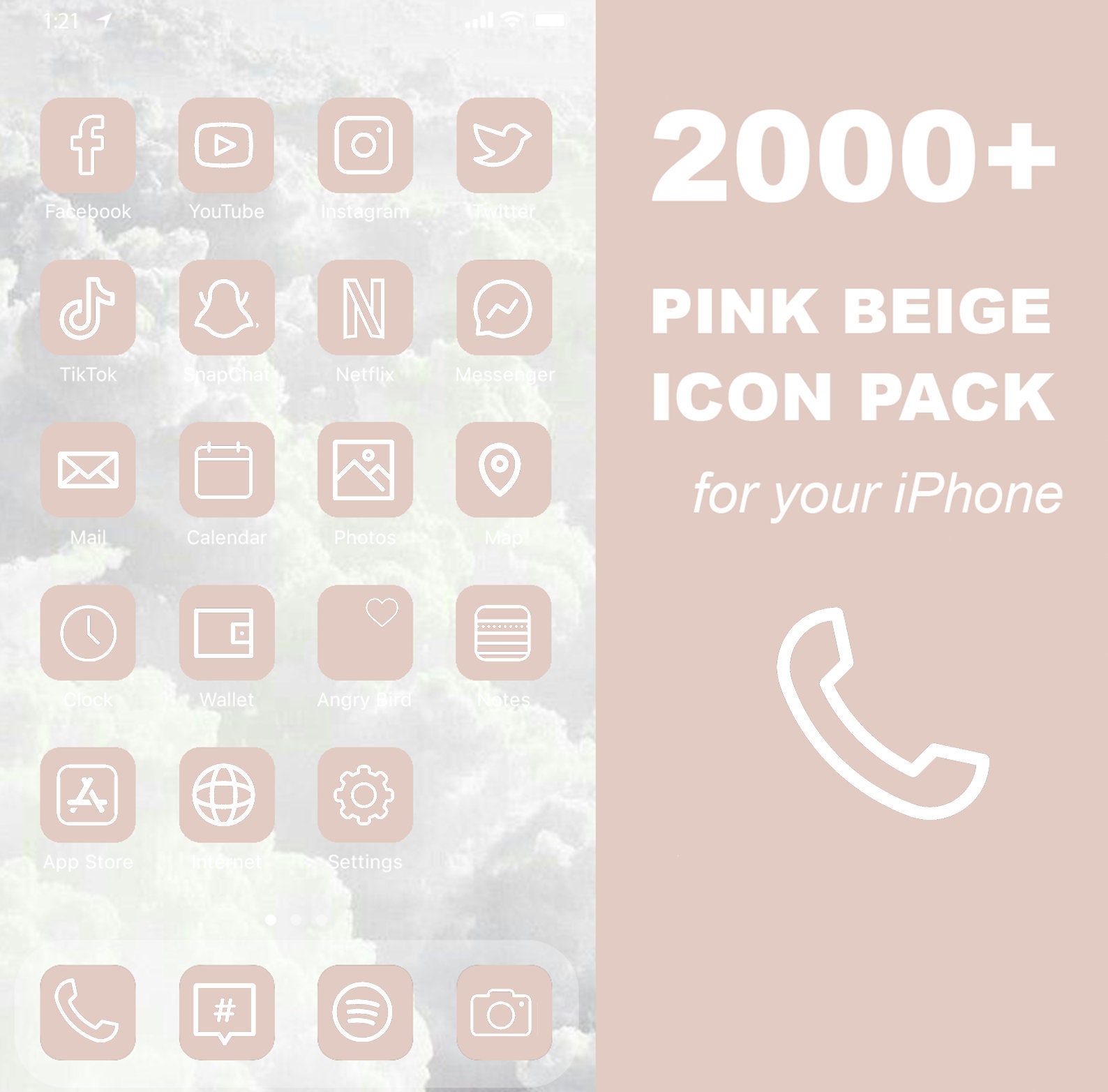 00 Ios Light Pink Beige Icon Pack All Access Pack Etsy
