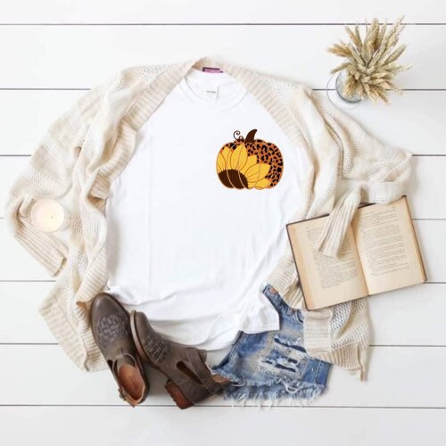 Discover Leopard Pumpkin Shirt | Fall T-Shirt | sunflower | Autumn Apparel | Screen Print | Unisex Shirt | Trendy Tee