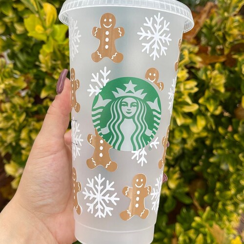 Christmas Starbucks Tumbler Reuseable Cold Cup Gingerbread Etsy