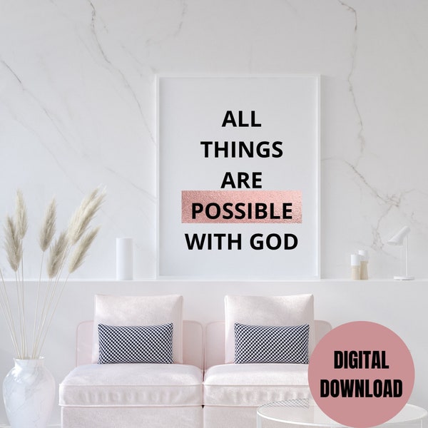 All Things Are Possible With God, Christian, Faith Arise, Bedroom Wall Decor, Living Room Decor, GIFT For Friend, Family, Home & Living