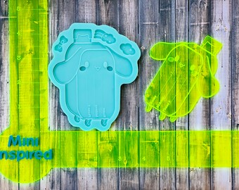 Kawaii luggage tag silicone mold for resin - DIY luggage tags, backpack tags, personalized tags