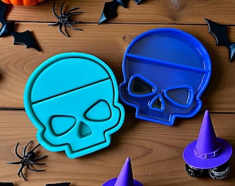 スカルシェルフシリコンモールド 8x7 | ゴシック装飾、ハロウィンレジンアート、クリスタルホルダー、不気味なDIYクラフト用の樹脂シェルフモールド