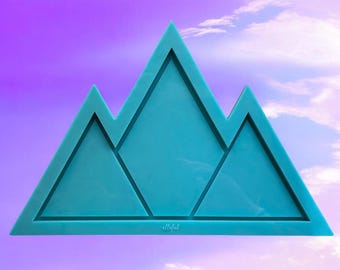 Bandeja de Molde Montanhas | Molde de Silicone 25,4 cm x 18,7 cm para Resina | Molde de Bandeja de Epóxi DIY | Molde de Bandeja para Bijuterias | Organizador de Maquiagem | Molde de Arte em Resina