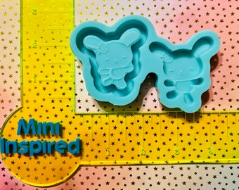 2インチのかわいいウサギのシェイカー型、エポキシ樹脂、DIYキーチェーン、DIYマグネット、ギフト用