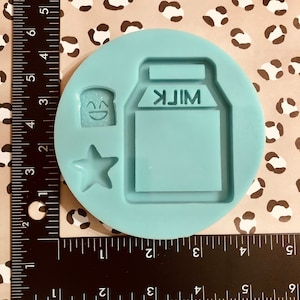 Molde de silicona para coctelera de cartón de leche kawaii con cabujones, molde de estrella y molde de rebanada de pan