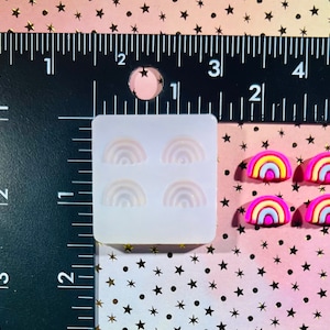 Mini Rainbow Cabochon silicone mold for UV resin- DIY stud earrings, DIY charms